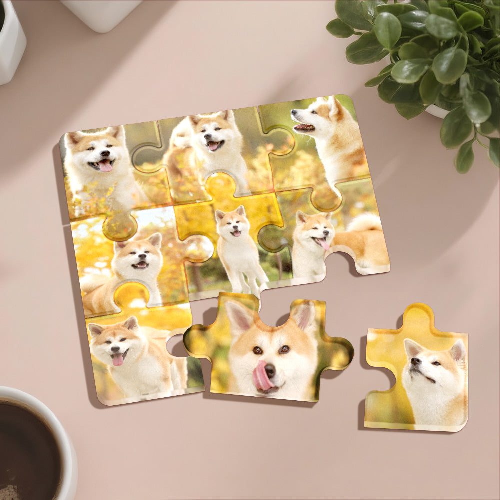 Personalized Photo Puzzle-Shaped Fridge Magnet – Custom Gift for Pet Lover