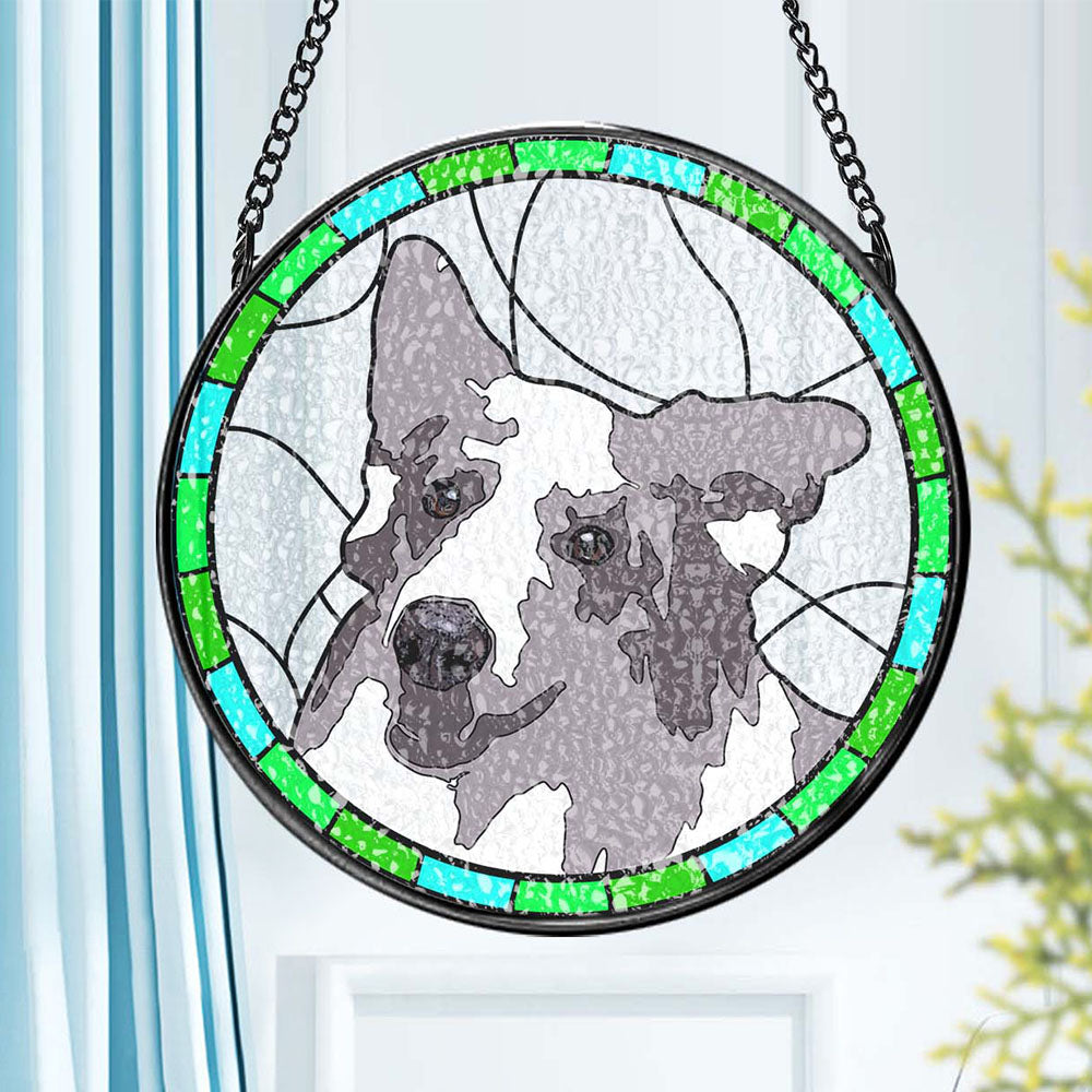 Personalized Pet Portrait Stained Glass Suncatcher Memorial Gift for Pet Lovers