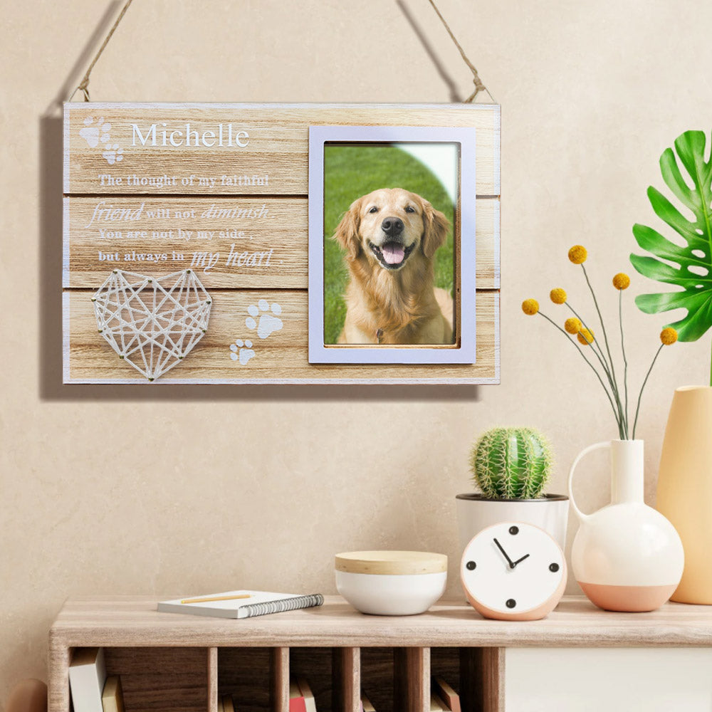 Personalized Engraved Wooden Heart String Art Photo Frame – Custom Gift for Pet Lovers