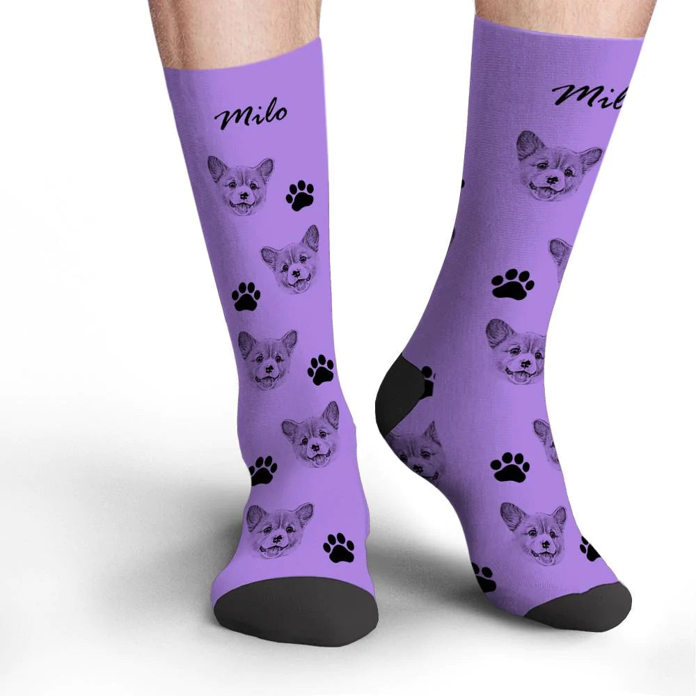Custom Socks Pet Face Photo Socks Text Name Photoprint Socks For Pet