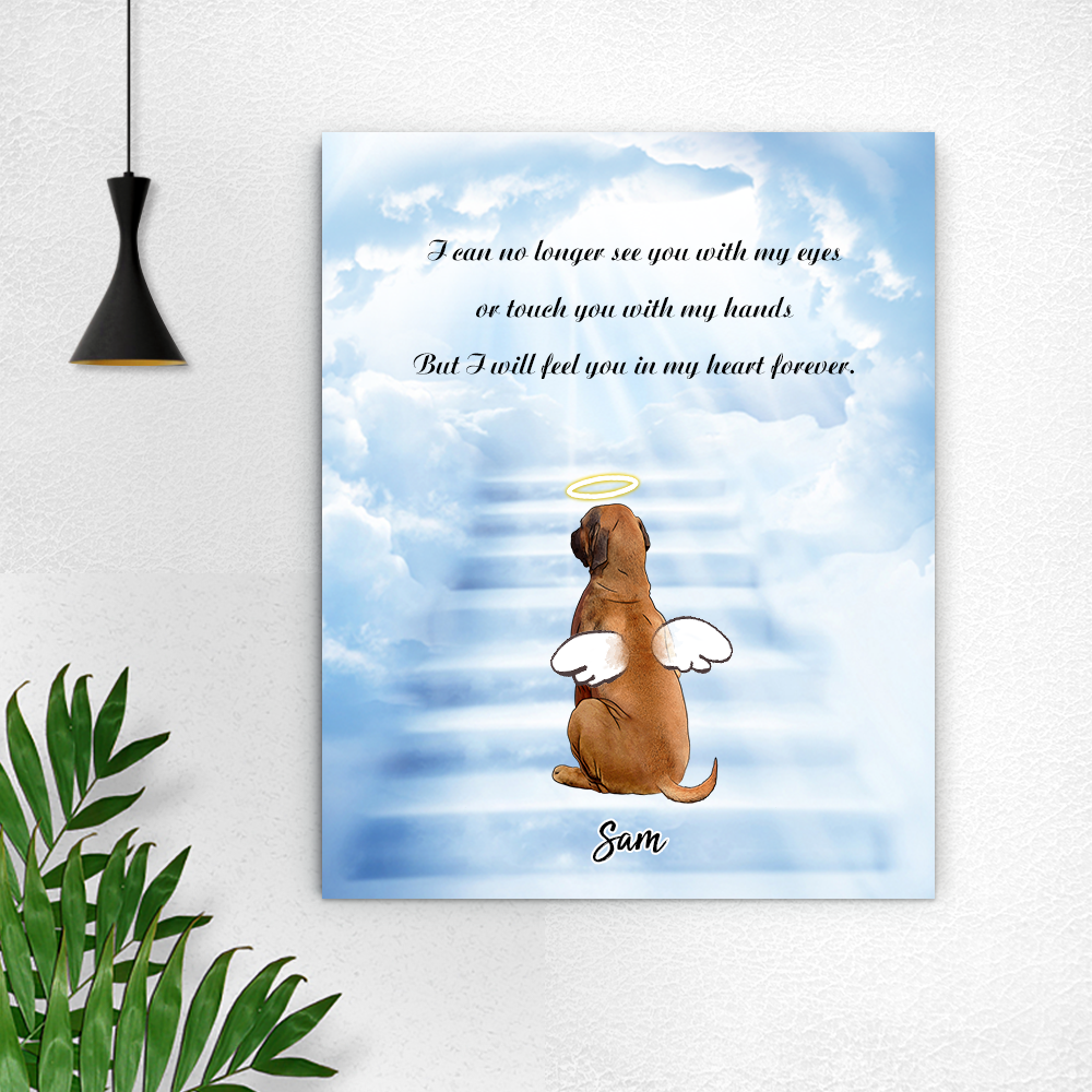Custom Angel Pet Name Personalized Text DIY Framed Vertical Canvas Painting Memorial gift
