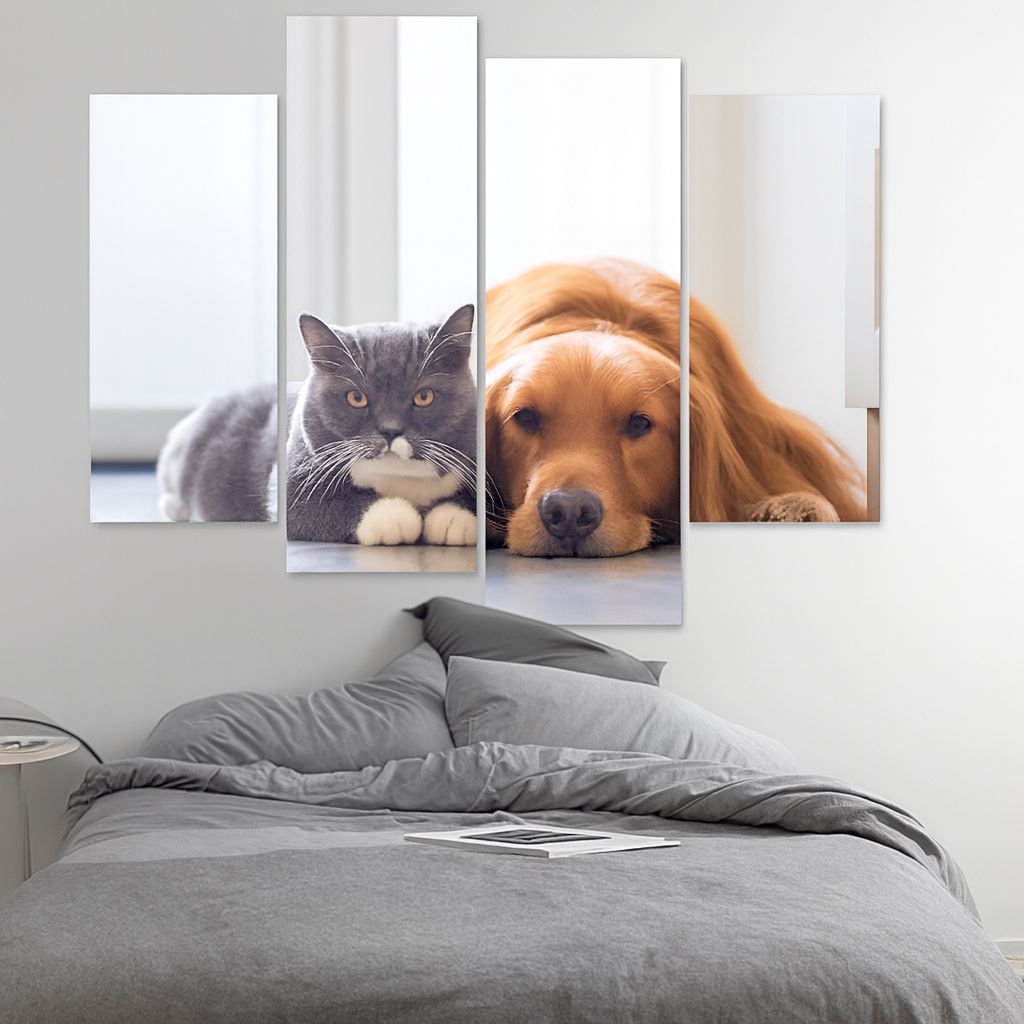 Custom 4 PCS Photo Oil Painting Canvas Art Wall Decor Frameless