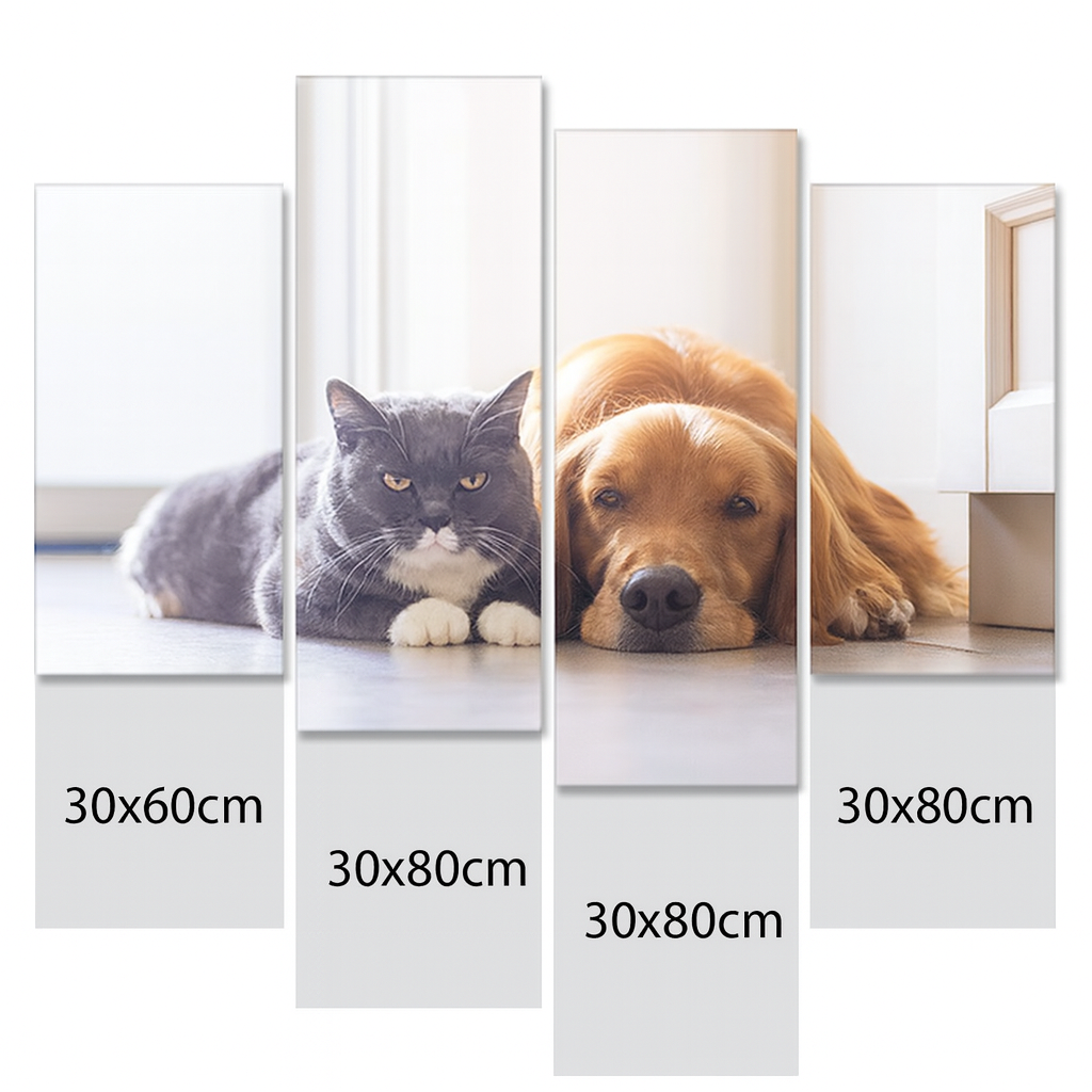 Custom 4 PCS Photo Oil Painting Canvas Art Wall Decor Frameless