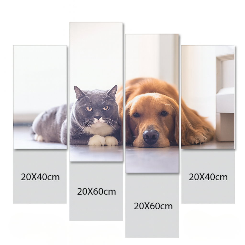 Custom 4 PCS Photo Oil Painting Canvas Art Wall Decor Frameless