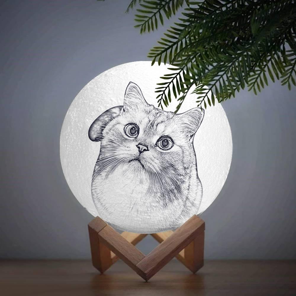 Photo Moon Lamp, Custom 3D Photo Light, Cute Pet - Remote Control Sixteen Colors 10-20cm