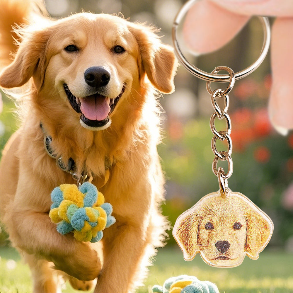 Personalized Pet Portrait Keychain Birthday Anniversary Gift for Pet Lovers