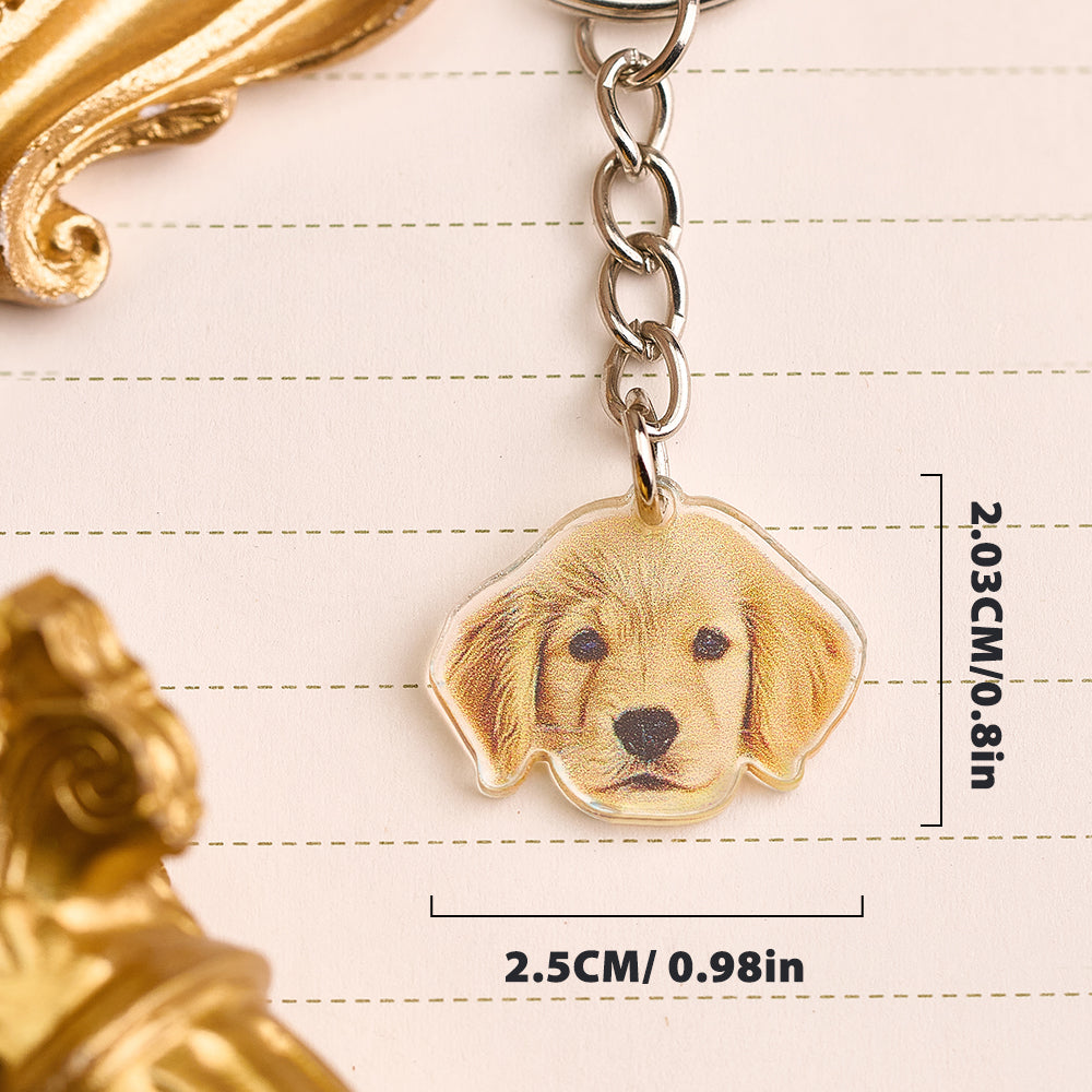 Personalized Pet Portrait Keychain Birthday Anniversary Gift for Pet Lovers